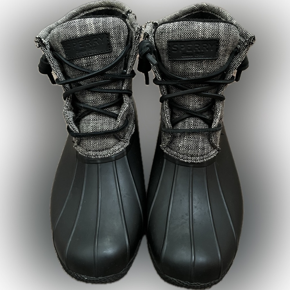 Sperry Women’s Waterproof Duck Boots – Black/Grey, Size 8 (STS80507)